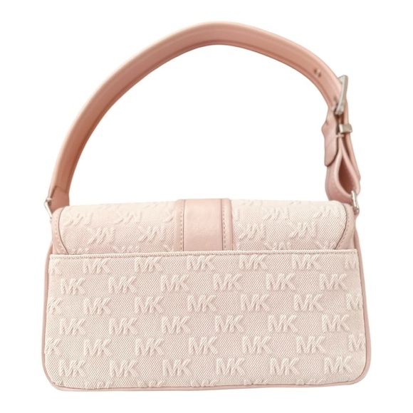 Michael Kors Colby Medium Shoulder Bag Rosewater Pink NWT Logo Canvas - Picture 2 of 12